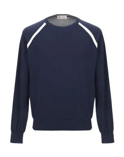 Luigi Borrelli Napoli Man Sweater Midnight Blue Size 44 Cotton