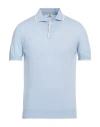 Luigi Borrelli Napoli Man Sweater Sky Blue Size 38 Cotton