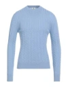 Luigi Borrelli Napoli Man Sweater Sky Blue Size 44 Wool, Silk, Cashmere In Blue