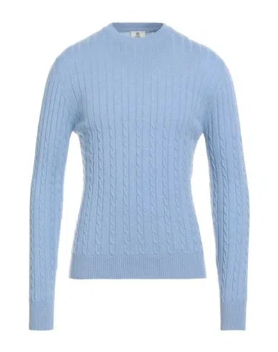 Luigi Borrelli Napoli Man Sweater Sky Blue Size 44 Wool, Silk, Cashmere