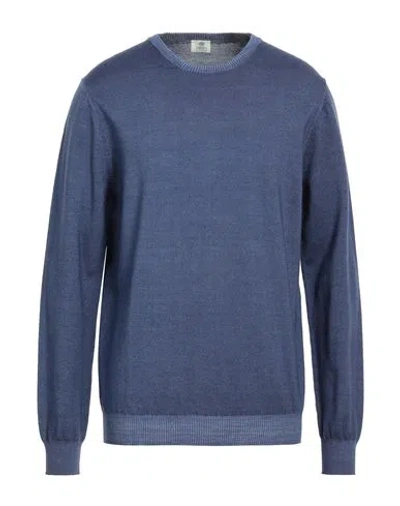 Luigi Borrelli Napoli Man Sweater Slate Blue Size 46 Merino Wool