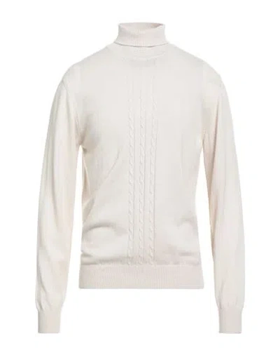 Luigi Borrelli Napoli Man Turtleneck Beige Size 44 Virgin Wool, Silk, Cashmere In White