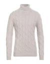 Luigi Borrelli Napoli Man Turtleneck Beige Size 46 Virgin Wool, Silk, Cashmere In Beige