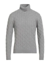 Luigi Borrelli Napoli Man Turtleneck Grey Size 46 Wool, Silk, Cashmere In Gray