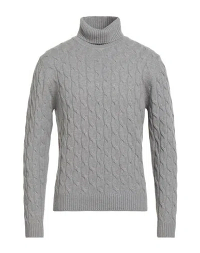 Luigi Borrelli Napoli Man Turtleneck Grey Size 46 Wool, Silk, Cashmere In Gray