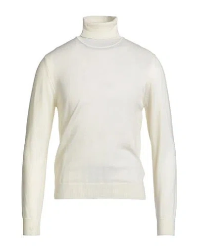 Luigi Borrelli Napoli Man Turtleneck Ivory Size L Wool In White