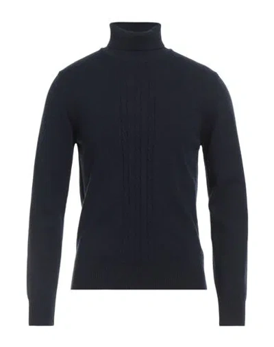 Luigi Borrelli Napoli Man Turtleneck Midnight Blue Size 44 Virgin Wool, Silk, Cashmere