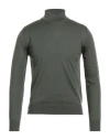 Luigi Borrelli Napoli Man Turtleneck Military Green Size 42 Wool