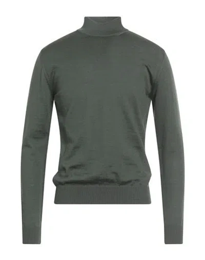 Luigi Borrelli Napoli Man Turtleneck Military Green Size L Wool