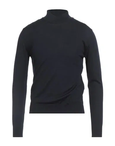 Luigi Borrelli Napoli Man Turtleneck Navy Size 38 Wool In Blue