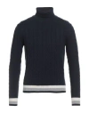 Luigi Borrelli Napoli Man Turtleneck Navy Size 44 Wool, Silk, Cashmere In Blue