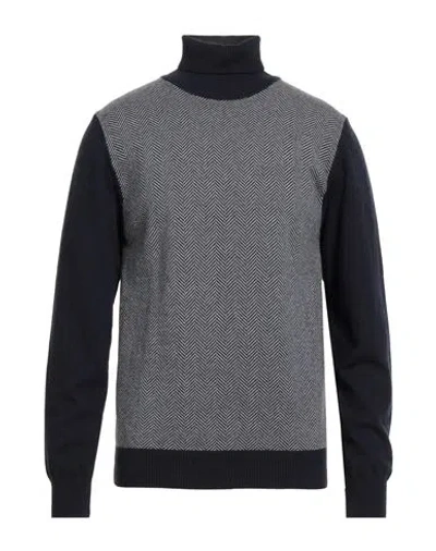 Luigi Borrelli Napoli Man Turtleneck Navy Size 46 Wool, Silk, Cashmere In Black
