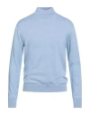Luigi Borrelli Napoli Man Turtleneck Sky Blue Size 42 Wool