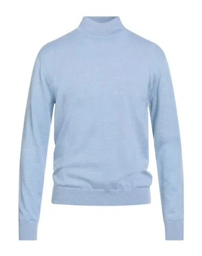 Luigi Borrelli Napoli Man Turtleneck Sky Blue Size 42 Wool
