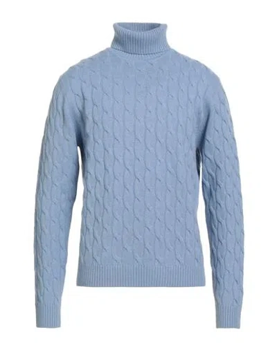 Luigi Borrelli Napoli Man Turtleneck Sky Blue Size 44 Wool, Silk, Cashmere