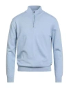 Luigi Borrelli Napoli Man Turtleneck Sky Blue Size 46 Wool