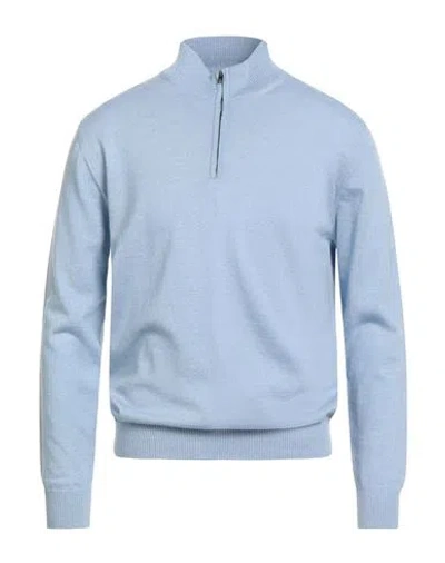 Luigi Borrelli Napoli Man Turtleneck Sky Blue Size 46 Wool