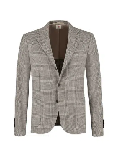 Luigi Borrelli Plaid Two-button Blazer In Gray