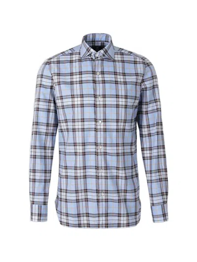 Luigi Borrelli Plaid-check Long-sleeve Shirt In Blue