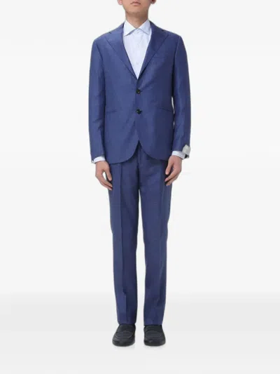 Luigi Borrelli Single-breasted Wool Suit In Blue