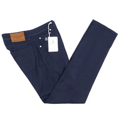 Pre-owned Luigi Borrelli Slim-fit Navy Blue Soft Flannel Wool 5-pocket Pants 30 Jeans