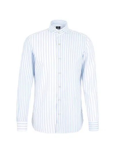 Luigi Borrelli Striped Long-sleeved Shirt In Blue