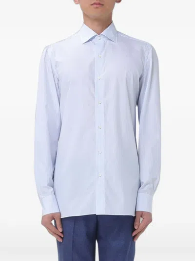 LUIGI BORRELLI VERTICAL-STRIPE COTTON SHIRT