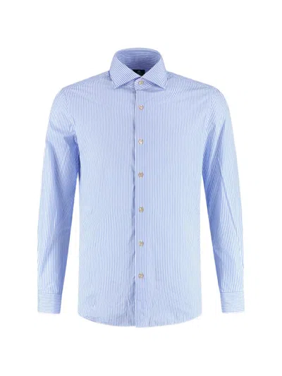 Luigi Borrelli Vertical-stripe Long-sleeve Shirt In Blue