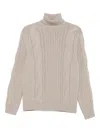 Luigi-gentile Cable-knit Roll-neck Sweater In Neutral