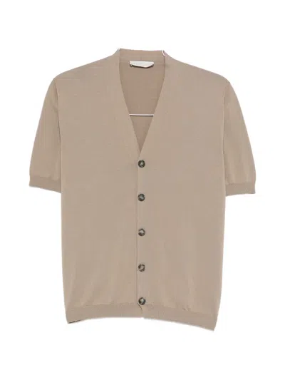 Luigi-gentile Button Short-sleeve Cardigan In Neutral