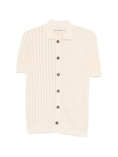 Luigi-gentile Button Textured Shirt In Neutral