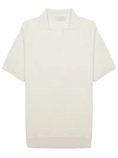 Luigi-gentile Crochet Textured Short-sleeved Polo With Classic Collar In Multi