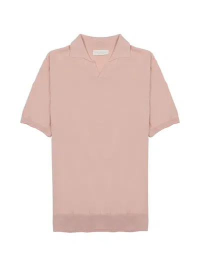 Luigi-gentile Fine-knit Short-sleeve T-shirt In Pink