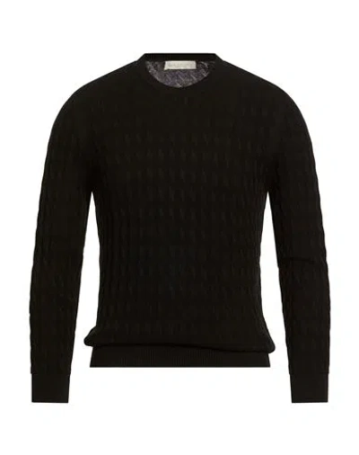 Luigi-gentile Luigi Gentile Man Sweater Black Size 40 Cotton In Animal Print