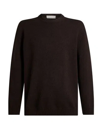 Luigi-gentile Luigi Gentile Man Sweater Dark Brown Size 46 Wool In Black