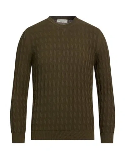 Luigi-gentile Luigi Gentile Man Sweater Military Green Size 40 Cotton In Multi