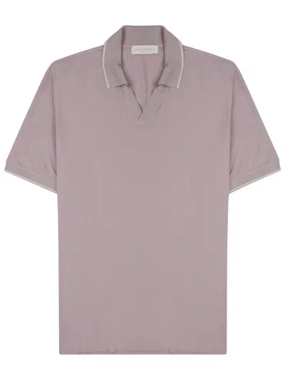 Luigi-gentile Tipped-trim V-neck T-shirt In Neutral