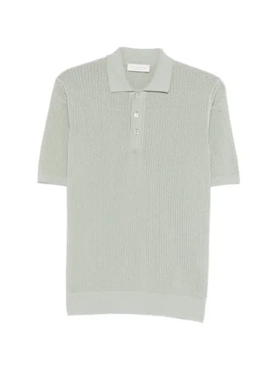 Luigi-gentile Open-knit Polo Shirt In Green
