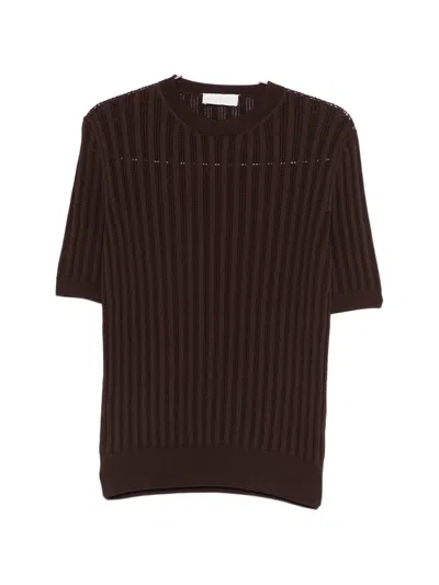 Luigi-gentile Open-knit Short-sleeved Sweater In Brown