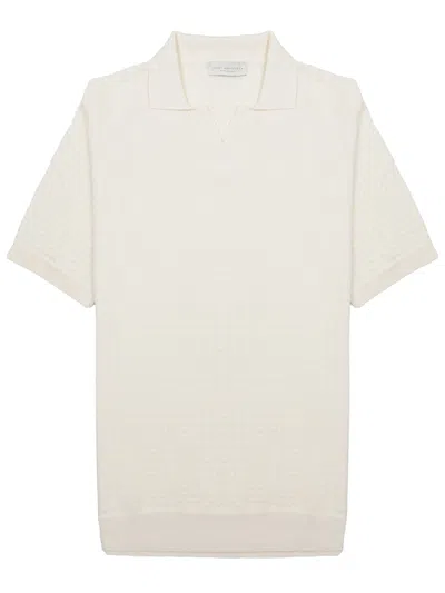 Luigi-gentile Polo "capri" In Crochet Di Cotone In White