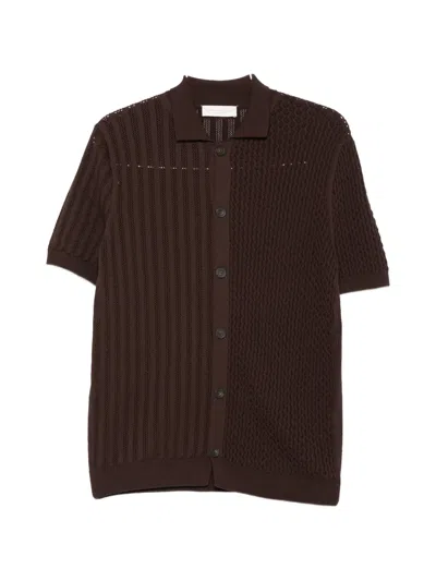 Luigi-gentile Textured Short-sleeve Shirt In Brown