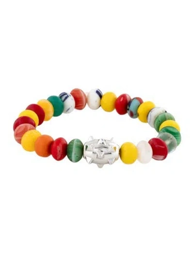 Pre-owned Luis Morais 14k Glass Bead Bracelet, 6" In Multicolor