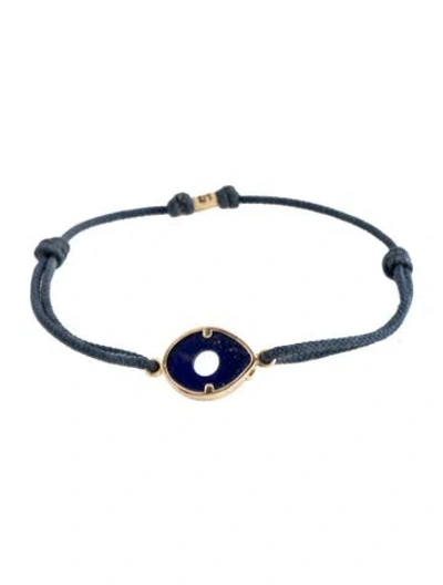 Pre-owned Luis Morais 14k Lapis Lazuli Cord Bracelet, 9" In Blue