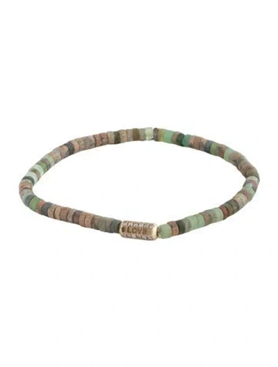 Pre-owned Luis Morais 14k Opal, Boulder Opal & Diamond Bead Bracelet, 8" In Multicolor