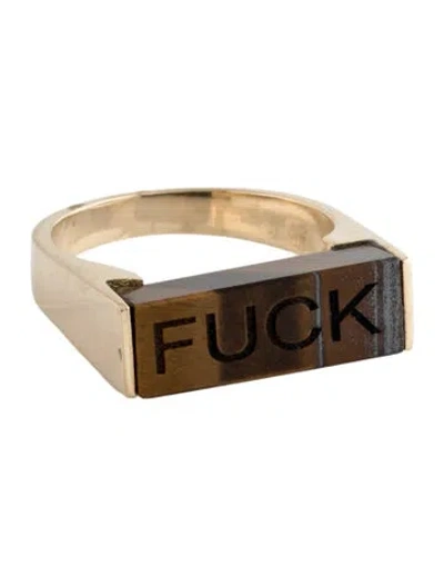 Pre-owned Luis Morais 14k Tiger's Eye Explicit Ring In Multicolor