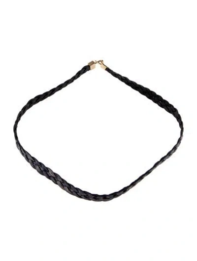 Pre-owned Luis Morais 14k Woven Leather Necklace, 15.5" In Multi