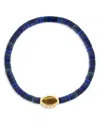 Luis Morais 14k Yellow Gold Citrine Eye Of The Idol Lapis Beaded Bracelet In Blue/gold