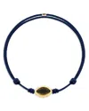 Luis Morais 14k Yellow Gold Citrine Eye Of The Idol Navy Blue Cord Bracelet In Bue/gold