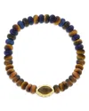 Luis Morais Men's 14k Yellow Gold Citrine Eye Of The Idol Tiger's Eye & Lapis Beaded Bracelet In Gold