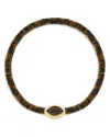 Luis Morais Men's 14k Yellow Gold Citrine Eye Of The Idol Tiger's Eye Beaded Bracelet In Gold